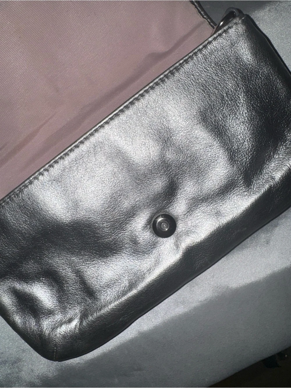 Coach Metallic Silver Leather Wristlet Clutch